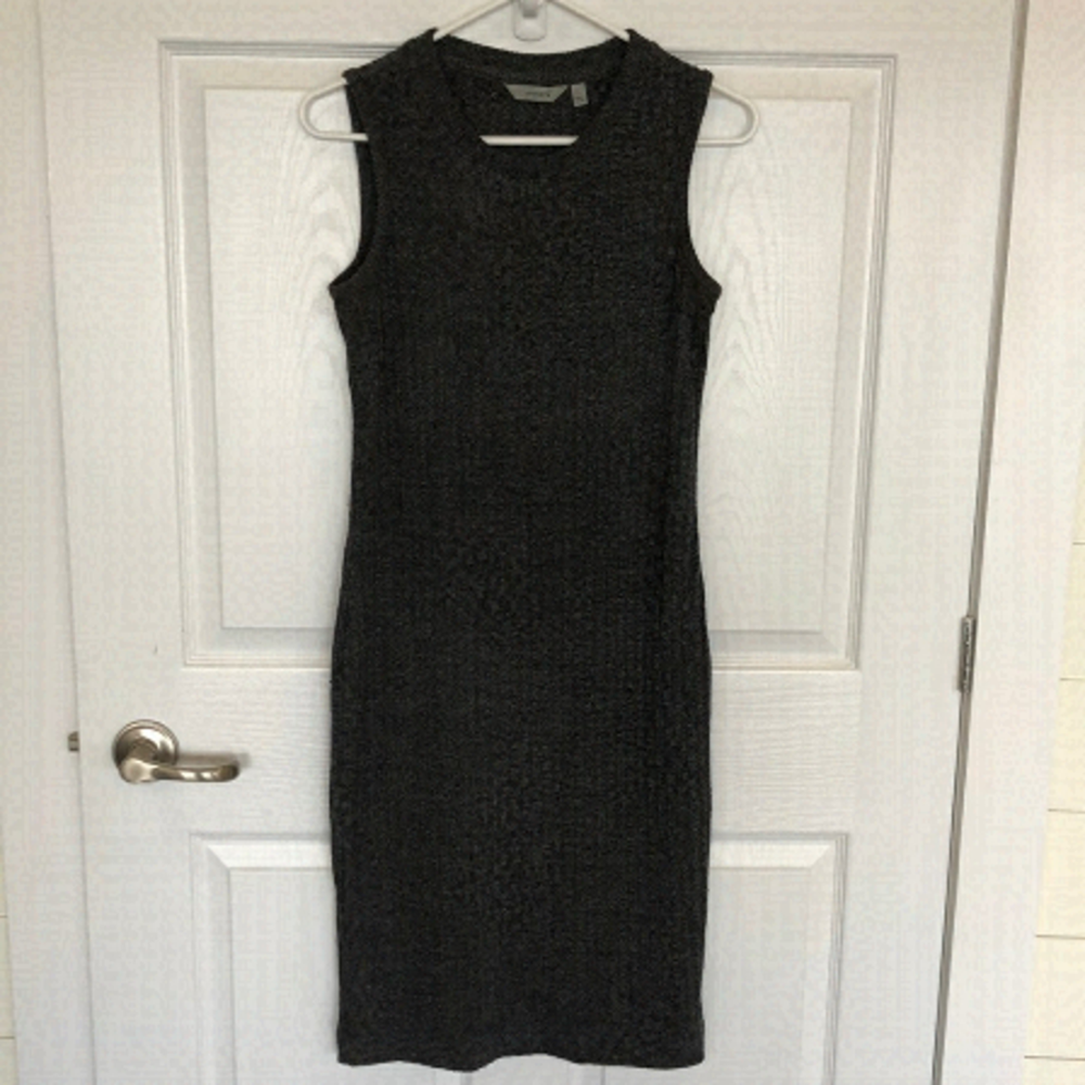 Athleta black/gray rib knit tank midi dress